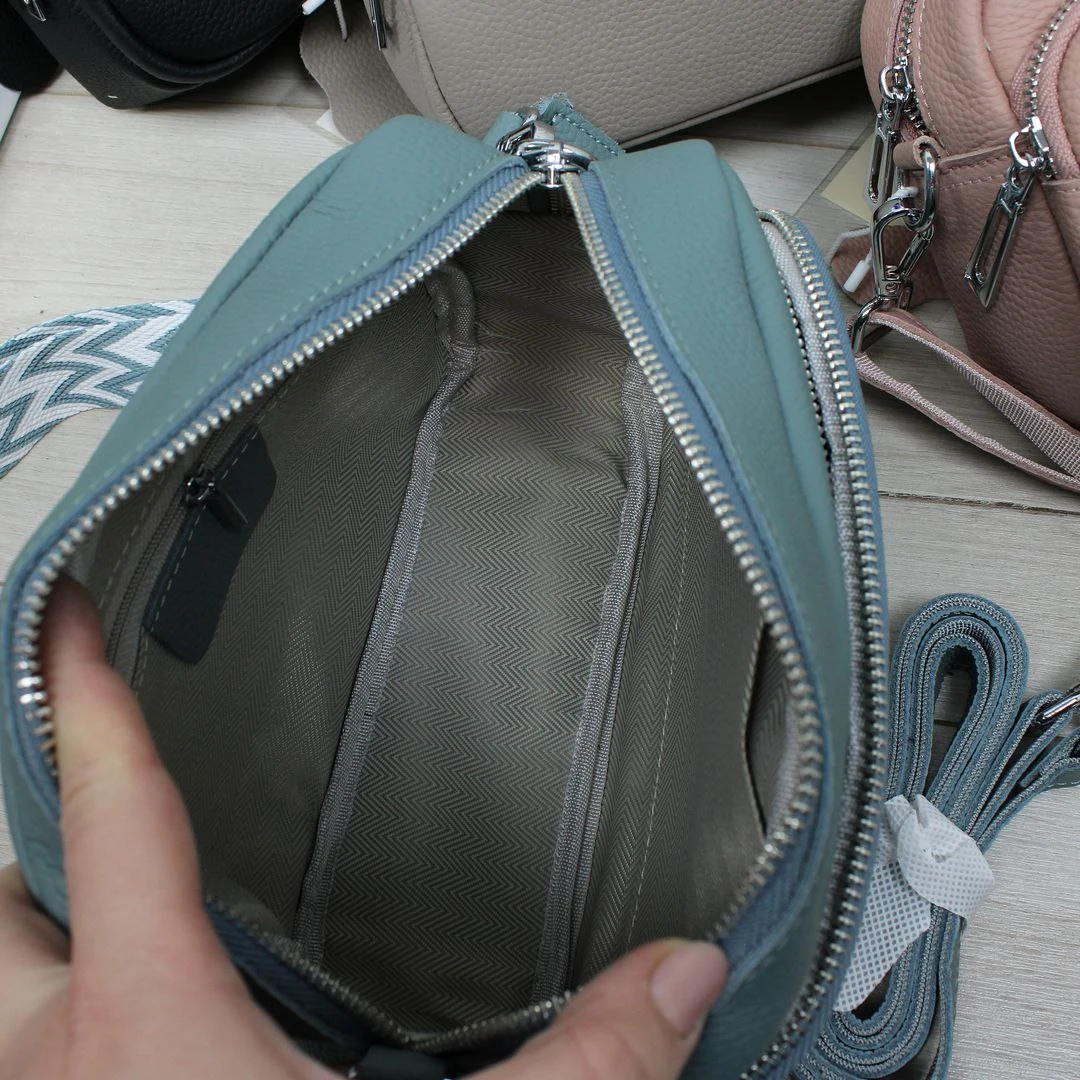 Джинсова сумка крос-боді для подорожей літаком з шкіри